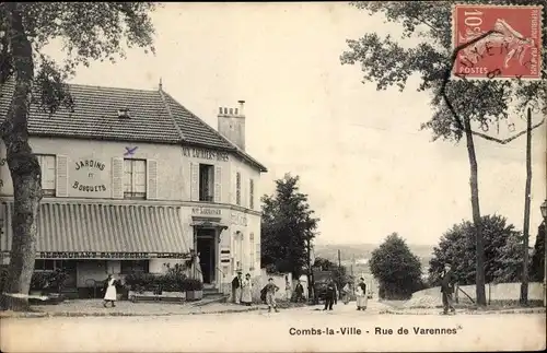 Ak Combs la Ville Seine et Marne, Rue de Varennes, Aux Lauriers Roses