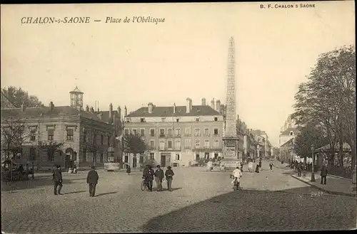 Ak Chalon sur Saône Saône et Loire, Place de l'Obélisque