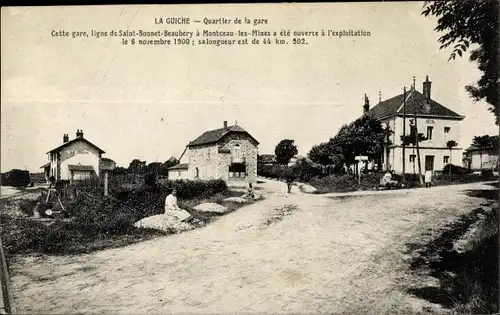 Ak La Guiche Saône et Loire, Quartier de la Gare