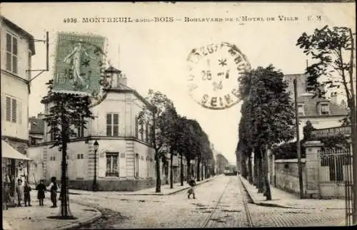 Ak Montreuil sous Bois Seine Saint Denis, Boulevard de l'Hôtel de Ville