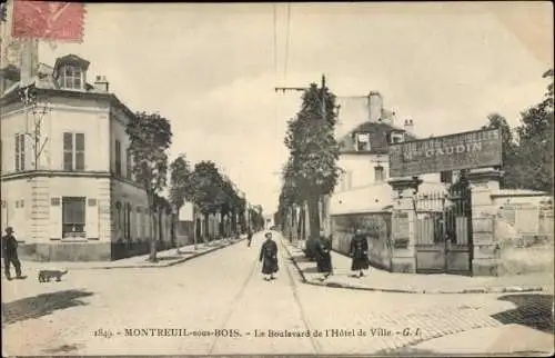 Ak Montreuil sous Bois Seine Saint Denis, Le Boulevard de l'Hôtel de Ville