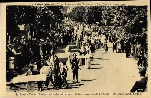 Ak Saint Junien Haute Vienne, Procession des Ostensions, Ste. Jeanne d'Arc