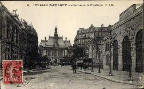 Ak Levallois Perret Hauts de Seine, L'Avenue de la Republique