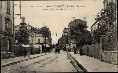 Ak Levallois Perret Hauts de Seine, La Rue Gravel, Rue des Arts