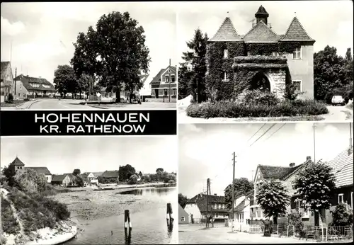 Ak Hohennauen Seeblick Havelland, Marktplatz, Straßenpartie, Gebäude