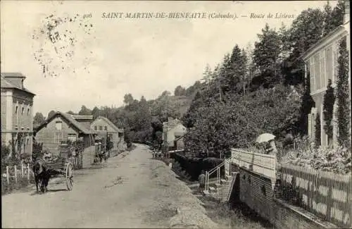 Ak Saint Martin de Bienfaite Calvados, Route de Lisieux