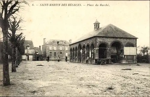 Ak Saint Martin des Besages Calvados, Place du Marché