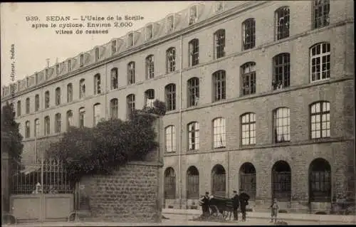 Ak Sedan Ardennes, L'Usine de la Sorille apres le cyclone