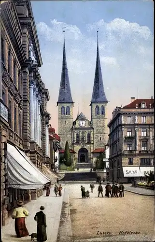 Ak Luzern Stadt Schweiz, Ansicht der Hofkirche
