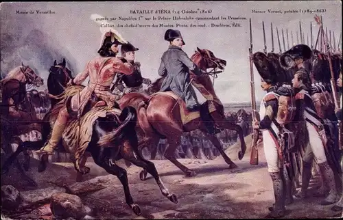 Künstler Ak Napoleon Bonaparte zu Pferd, Schlacht von Jena, 14. Oktober 1806, Infanterie