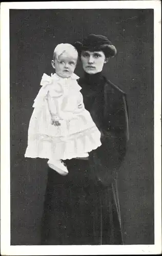 Ak Erzherzogin Zita von Bourbon Parma, Kaiserin von Österreich, Portrait mit Kind