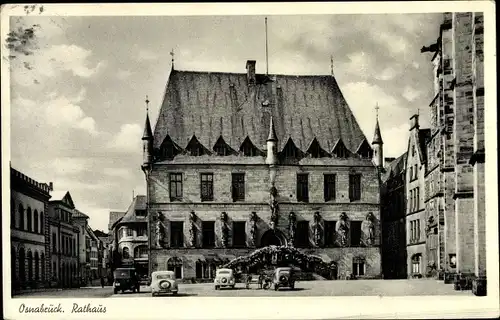 Ak Osnabrück in Niedersachsen, Blick auf das Rathaus, Autos, Stadtansicht