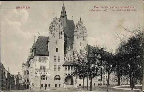 Ak Hansestadt Bremen, Polizei Verwaltungsgebäude, Zentralbureau, Architekt Börnstein