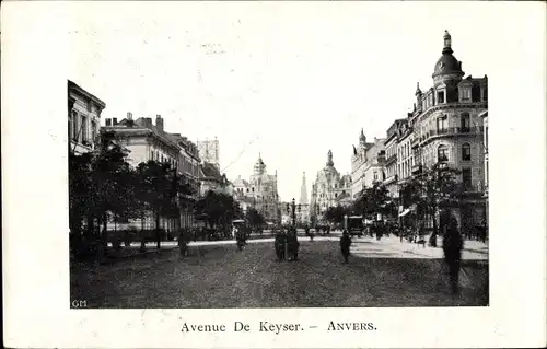 Ak Antwerpen Anvers Flandern, Avenue de Keyser, Straßenpartie in der Stadt