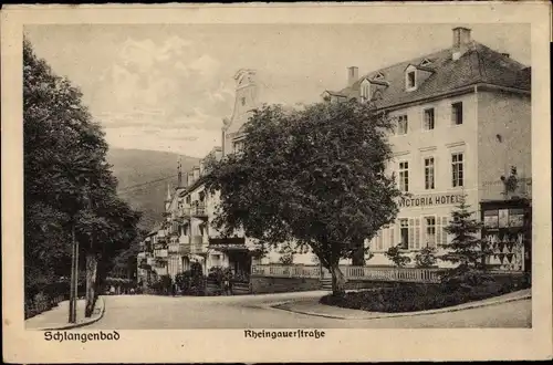 Ak Schlangenbad im Rheingau Taunus Kreis, Rheingauer Straße, Victoria Hotel, Ausstellung 