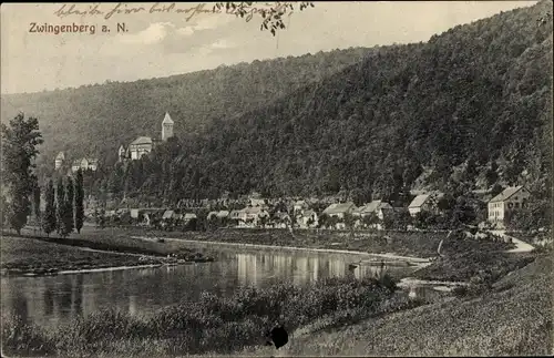 Ak Zwingenberg am Neckar Baden Württemberg, Stadtansichten, Flusspartie