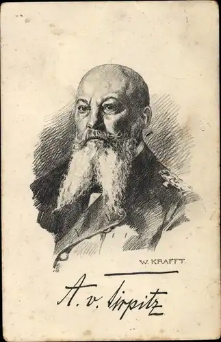 Künstler Ak Krafft, W., Großadmiral Alfred von Tirpitz, Nachfolger Hollmanns, Portrait