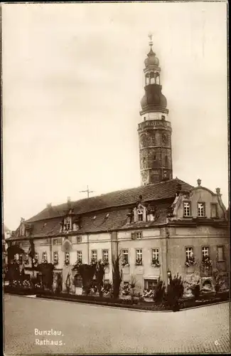 Ak Bolesławiec Bunzlau Schlesien, Rathaus, Ratusz