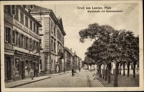 Ak Landau in der Pfalz, Marktstraße, Kommandantur