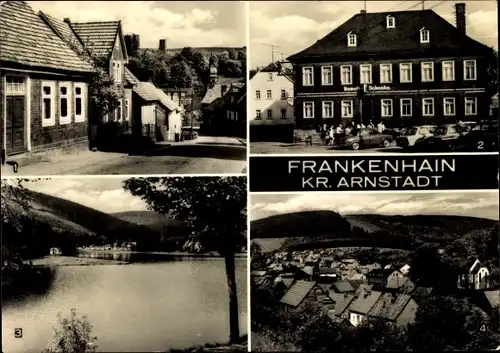 Ak Frankenhain in Thüringen, Frankenstraße, Konsum Gaststätte, Lütschetalsperre, Teilansicht