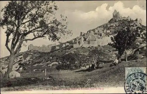 Ak St. Péray Ardèche, Ruines du Village de Crussol, Ruinen