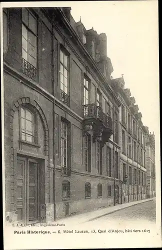 Ak Paris IV., Hotel Lauzun, Quai d'Anjou 13