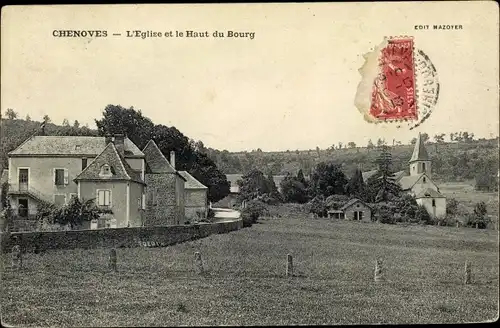 Ak Chenoves Saône et Loire, L'Église et le Haut du Bourg