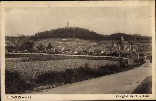 Ak Linas Essonne, Vue générale et la Tour