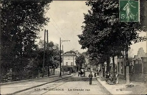 Ak Saint Maurice Val de Marne, La Grande rue
