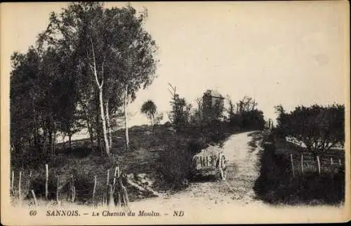 Ak Sannois Val d'Oise, Le Chemin du Moulin, Windmühle