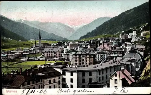 Ak Davos Kt. Graubünden Schweiz, Panorama