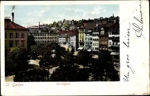 Ak Sankt Gallen Stadt Schweiz, Marktplatz