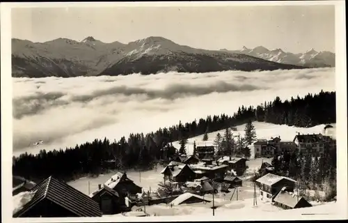 Ak Montana Kt. Wallis Schweiz, Mer de brouillard, Becs de Bosson, Winter