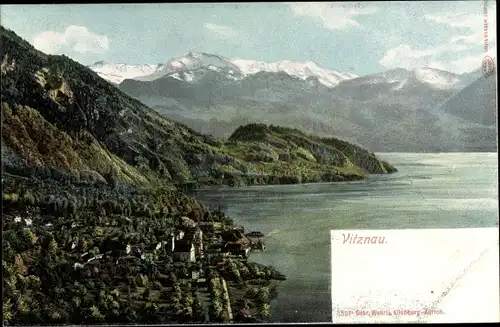 Ak Vitznau Kt. Luzern Schweiz, Panorama vom Ort und Alpen