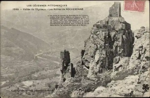 Ak Ardèche, Les Cévennes Pittoresques, Vallée de L'Eyrieux, Ruines de Rochebonne