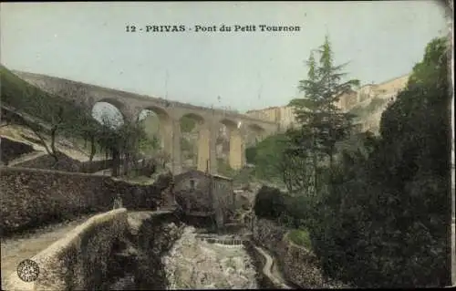 Ak Privas Ardèche, Pont du Petit Tournon, Brücke