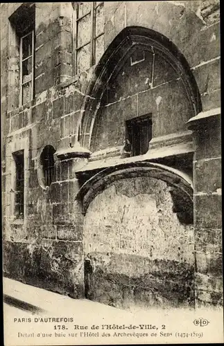 Ak Paris IV., Rue de l'Hotel de Ville 2, Baie sur l'Hotel des Archeveques de Sens