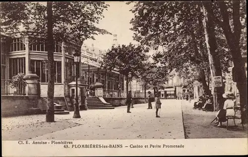 Ak Plombières les Bains Lothringen Vosges, Casino et Petite Promenade