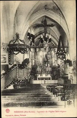 Ak Poissons Haute Marne, Interieur de l'Eglise Saint Aiguan