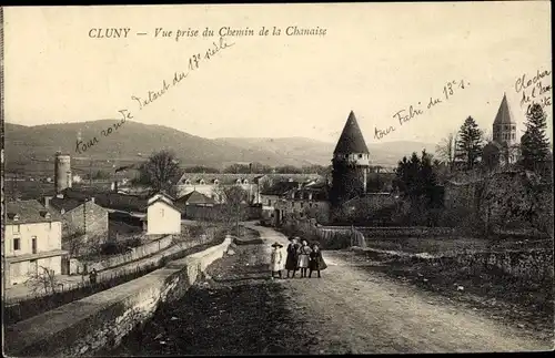 Ak Cluny Saône et Loire, Vue prise du Chemin de la Chanaise