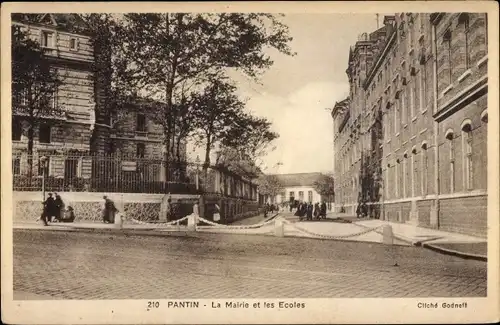 Ak Pantin Seine Saint Denis, La Mairie et les Ecoles