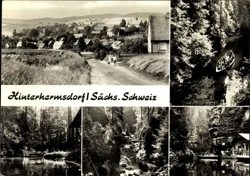 Ak Hinterhermsdorf Sebnitz Sächsische Schweiz, Gesamtansicht, Kirnitzschklamm