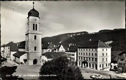 Ak Saint Imier Kt. Bern Schweiz, La Collegiale et la Combe Grede