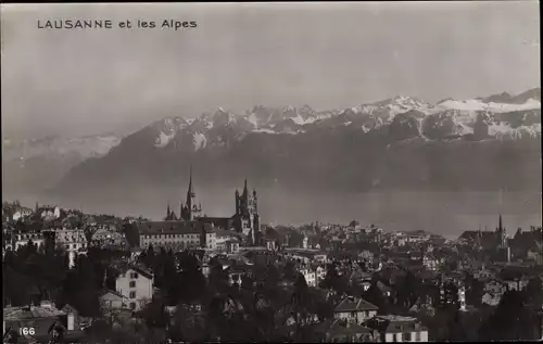 Ak Lausanne Kt. Waadt Schweiz, Vue générale et les Alpes