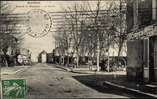 Ak Seyches Lot et Garonne, Avenue de Miramont, Le Foirail, Hotel