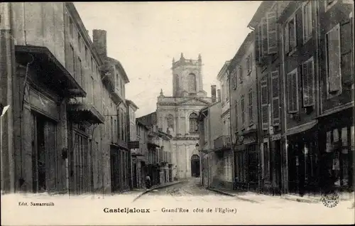 Ak Casteljaloux Lot et Garonne, Grand'Rue, l'Eglise
