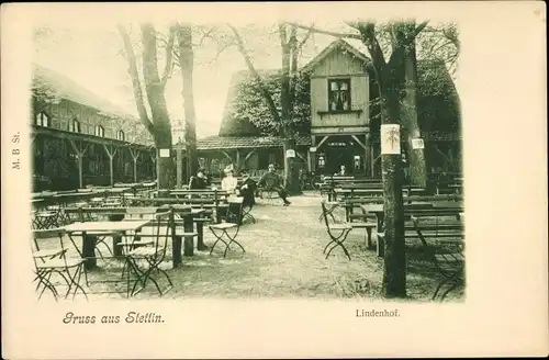 Ak Szczecin Stettin Pommern, Lindenhof, Gartenterrasse