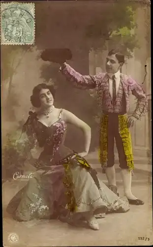 Ak Frau und Mann in spanischer Tracht, Carmela, Portrait, NPG 532/5