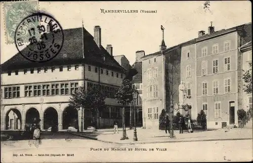 Ak Rambervillers Lothringen Vosges, Place du Marche, Hotel de Ville
