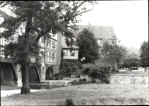 Foto Ak Erfurt in Thüringen, Gerapartie, Krämerbrücke, Fachwerkhäuser